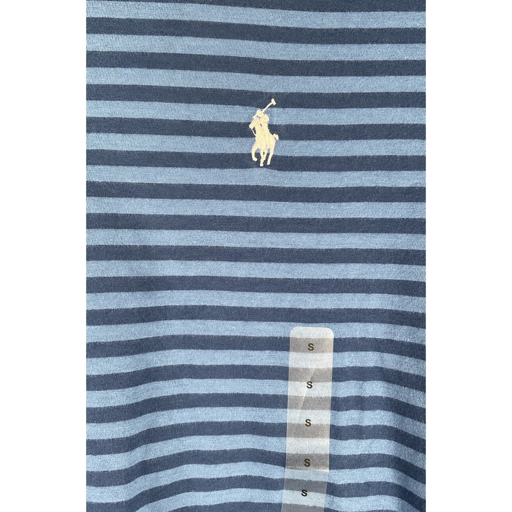 NWT Men Classic Polo Ralph Lauren Short Sleeve Striped T-Shirt Navy & Lt Blue S - Picture 2 of 4